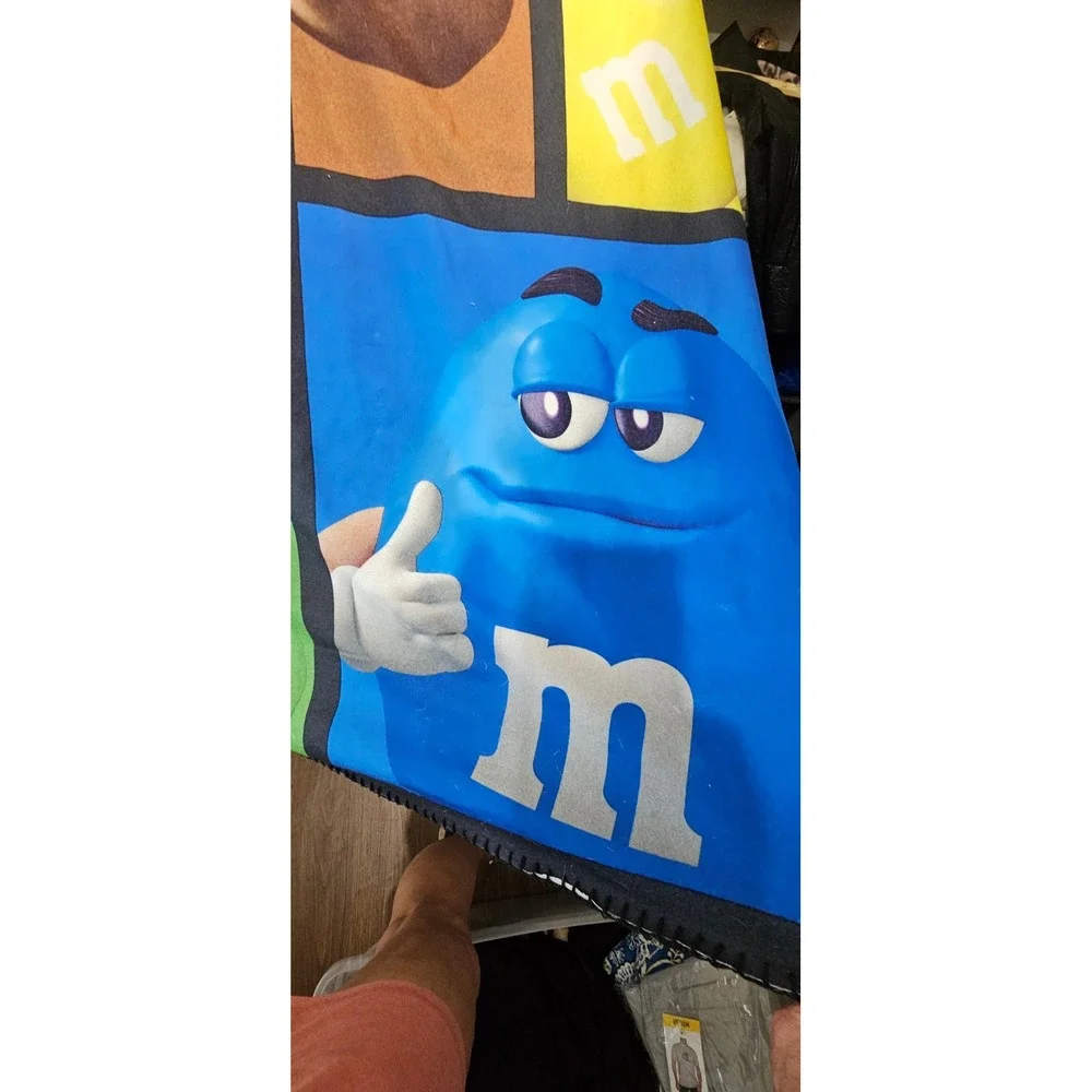 M&M's Mars Character Fleece Throw Blanket Multicolor Candy Graphic Print